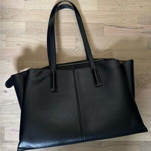Freja New York Black Leather Tote Bag *with some wear - see photos